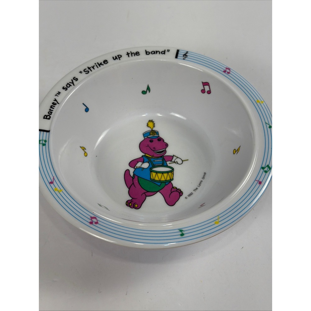 Vintage 1992 Barney the Dinosaur Selandia Melamine Bowl Strike Up The Band 90s